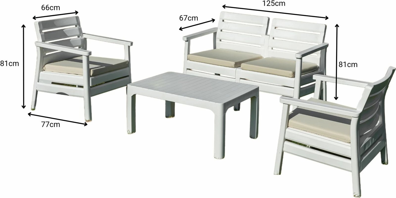 Set lounge për kopsht, ngjyrë e bardhë, Skye Decor, Solemare