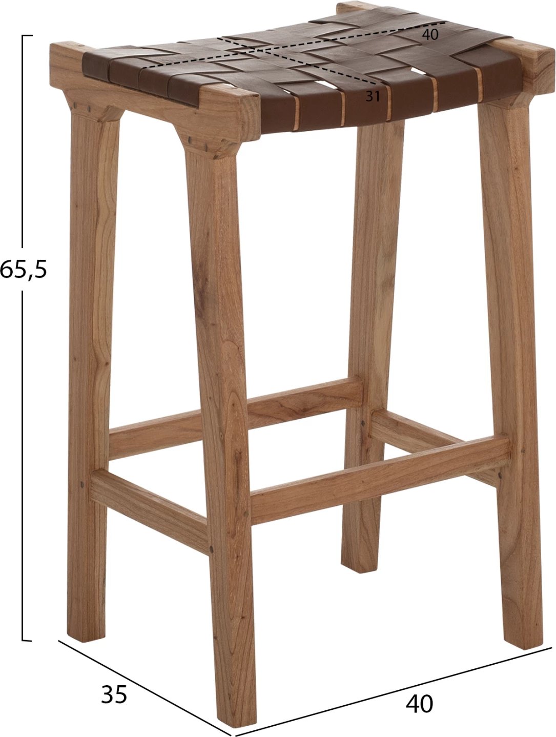 Karrige për bar, dru teak, FH99382.01, 40x35x65 cm