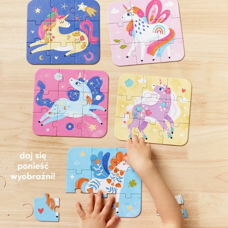Puzzle fëmijësh CzuCzu Fairy Tale Unicorns, 45 pjesë, shumëngjyrëshe, set prej 5 copësh