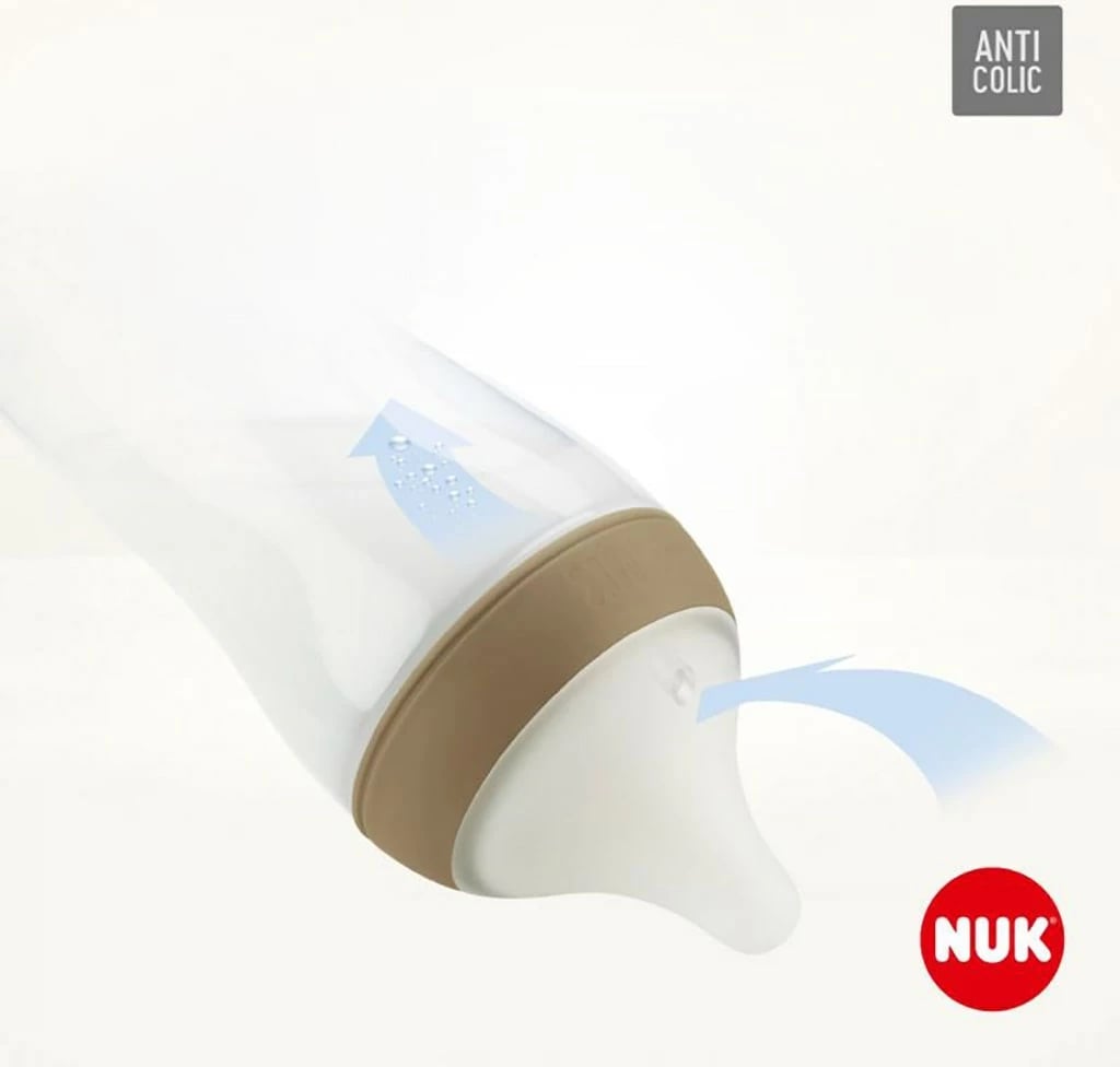 Thithkë biberoni NUK Perfect Match M, silikon pa BPA, 3+ muaj, 2 copë, transparente