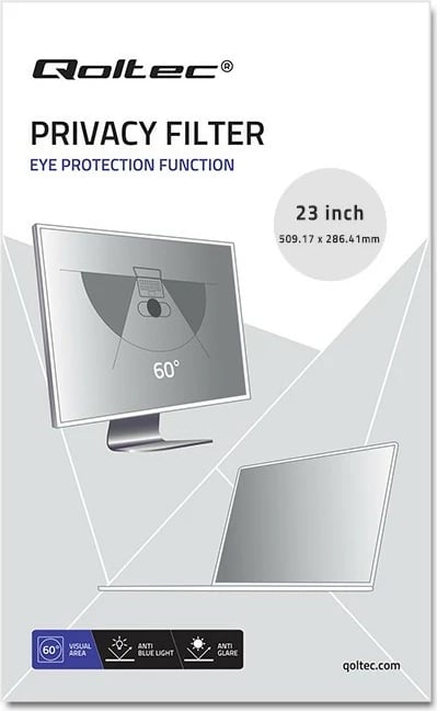 Filtër privatësie Qoltec RODO, 23", 16:9