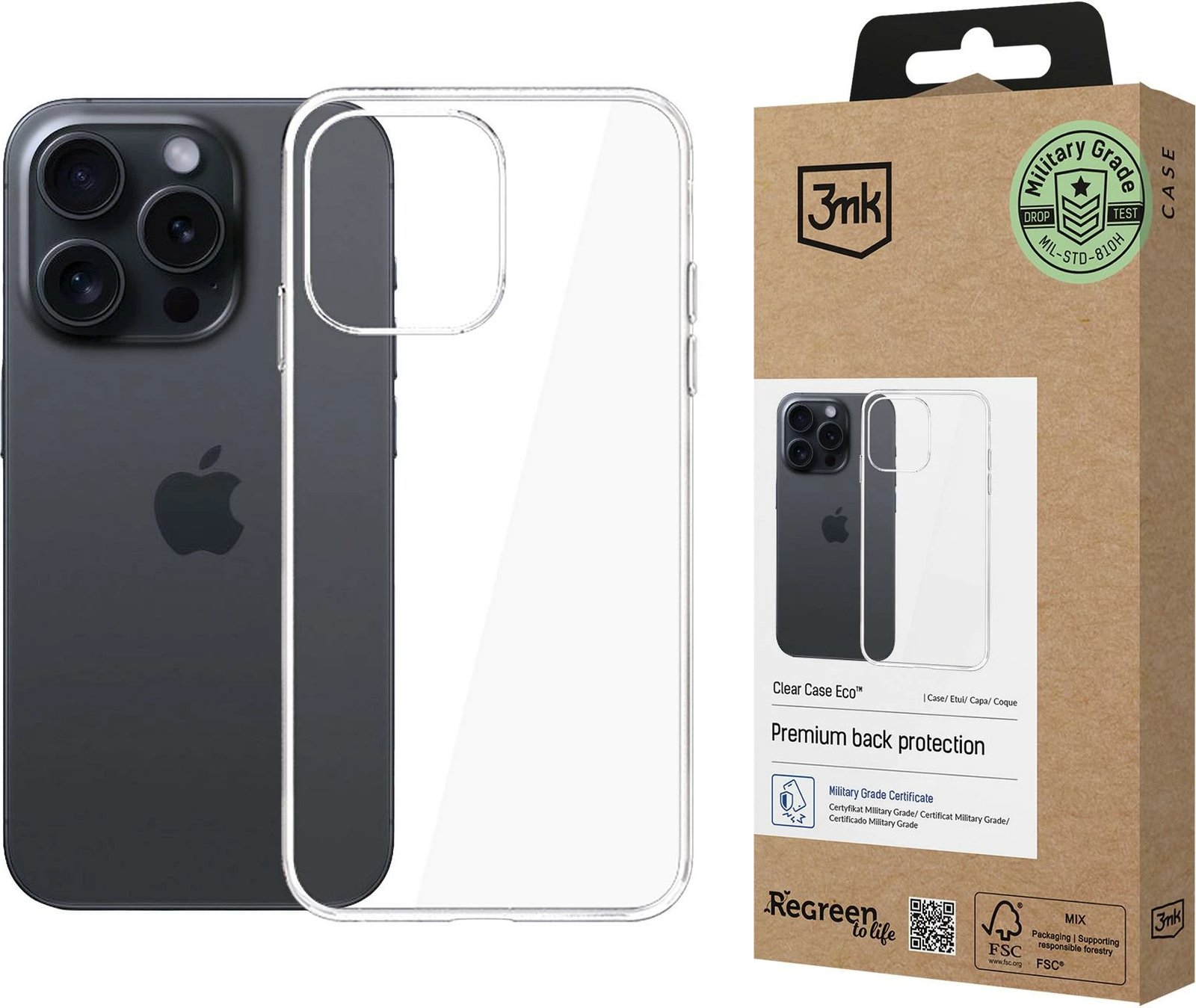 Mbështjellës 3mk Clear Case Eco për iPhone 14 Pro, transparent