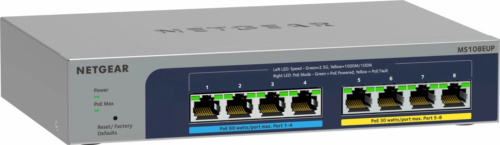 Switch NETGEAR 8-port Ultra60 PoE++ Multi-Gigabit, Managed, L2/L3, 2.5G Ethernet, Full duplex, PoE