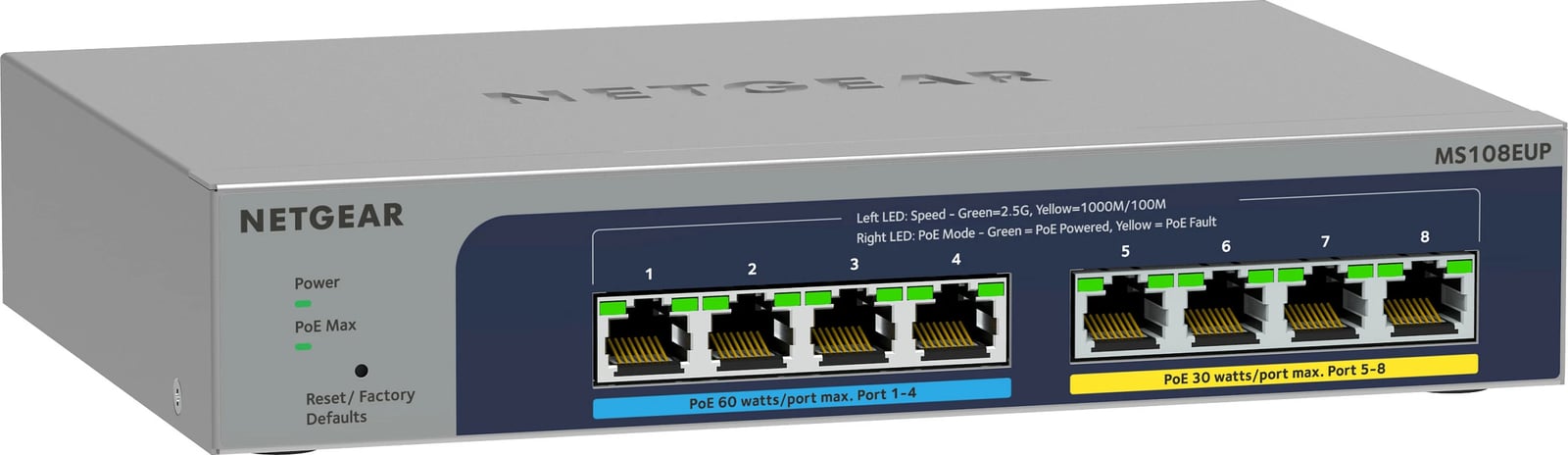 Switch NETGEAR 8-port Ultra60 PoE++ Multi-Gigabit, Managed, L2/L3, 2.5G Ethernet, Full duplex, PoE