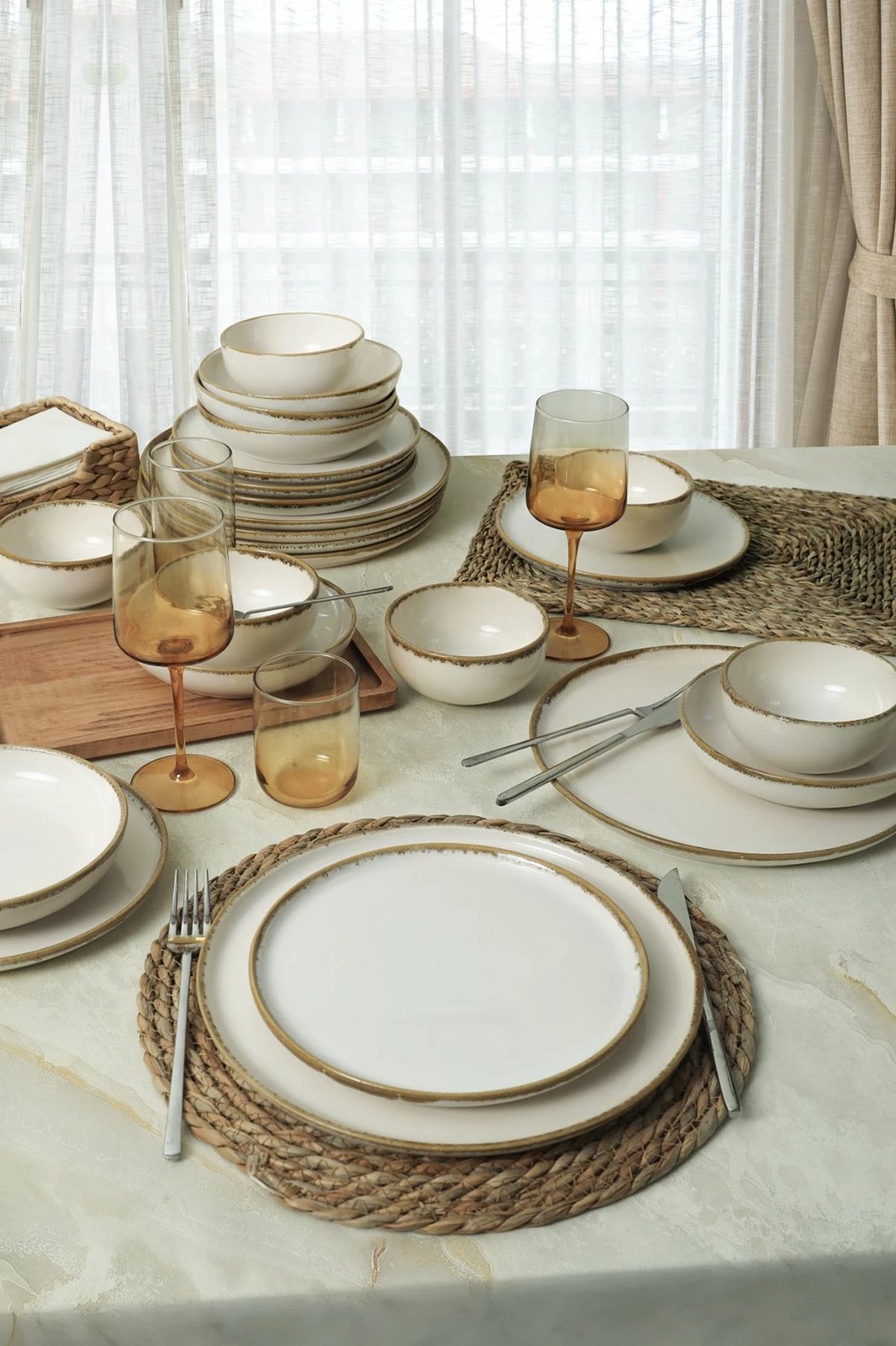 Set enësh darke qeramike, 24 copë, Hermia Concept, krem, X000158540000000000000000