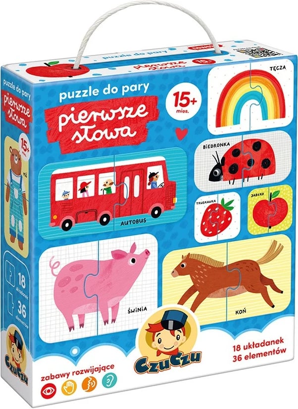 Puzzle edukativ CzuCzu Puzzle for Pair - First Words, 18 puzzle, 36 pjesë, për fëmijë