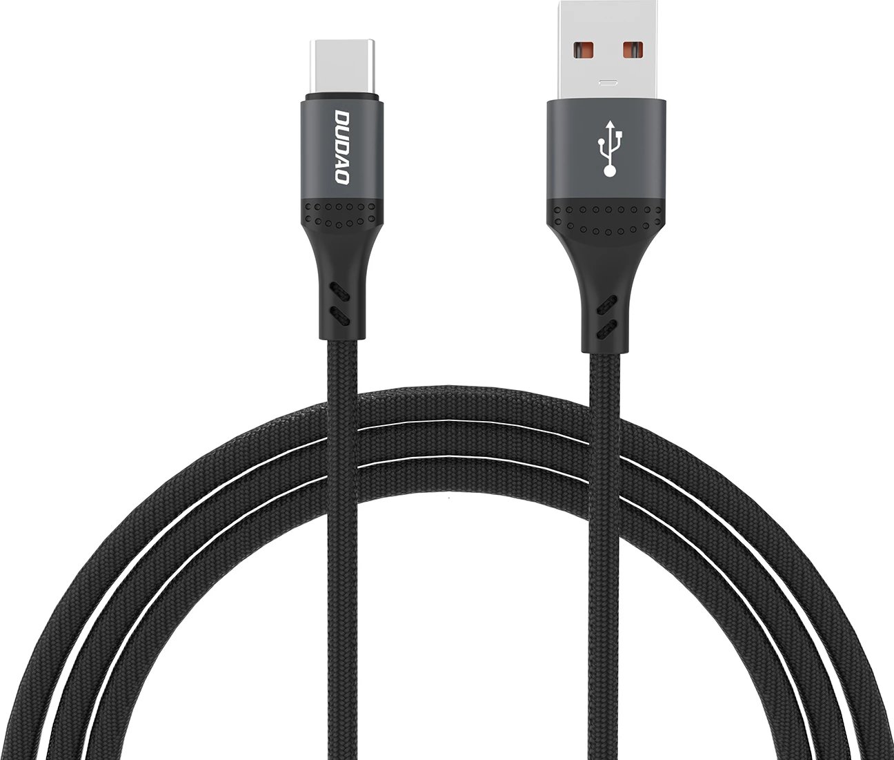 Kabllo Dudao L3ST USB-A në USB-C, 1.2m, 5A, i mbështjellë me najlon, Zi