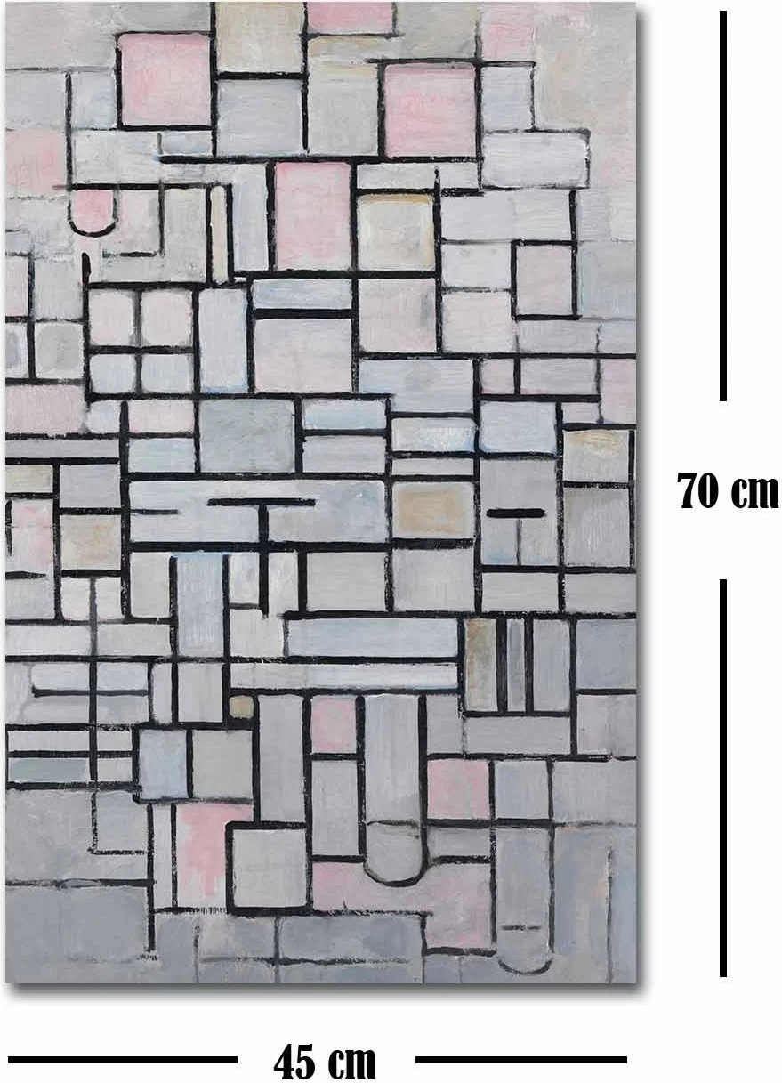 Pikturë dekorative në kanavacë, Wallity, FAMOUSART-059, Kompozicioni 6 nga Piet Mondrian, 45x70cm