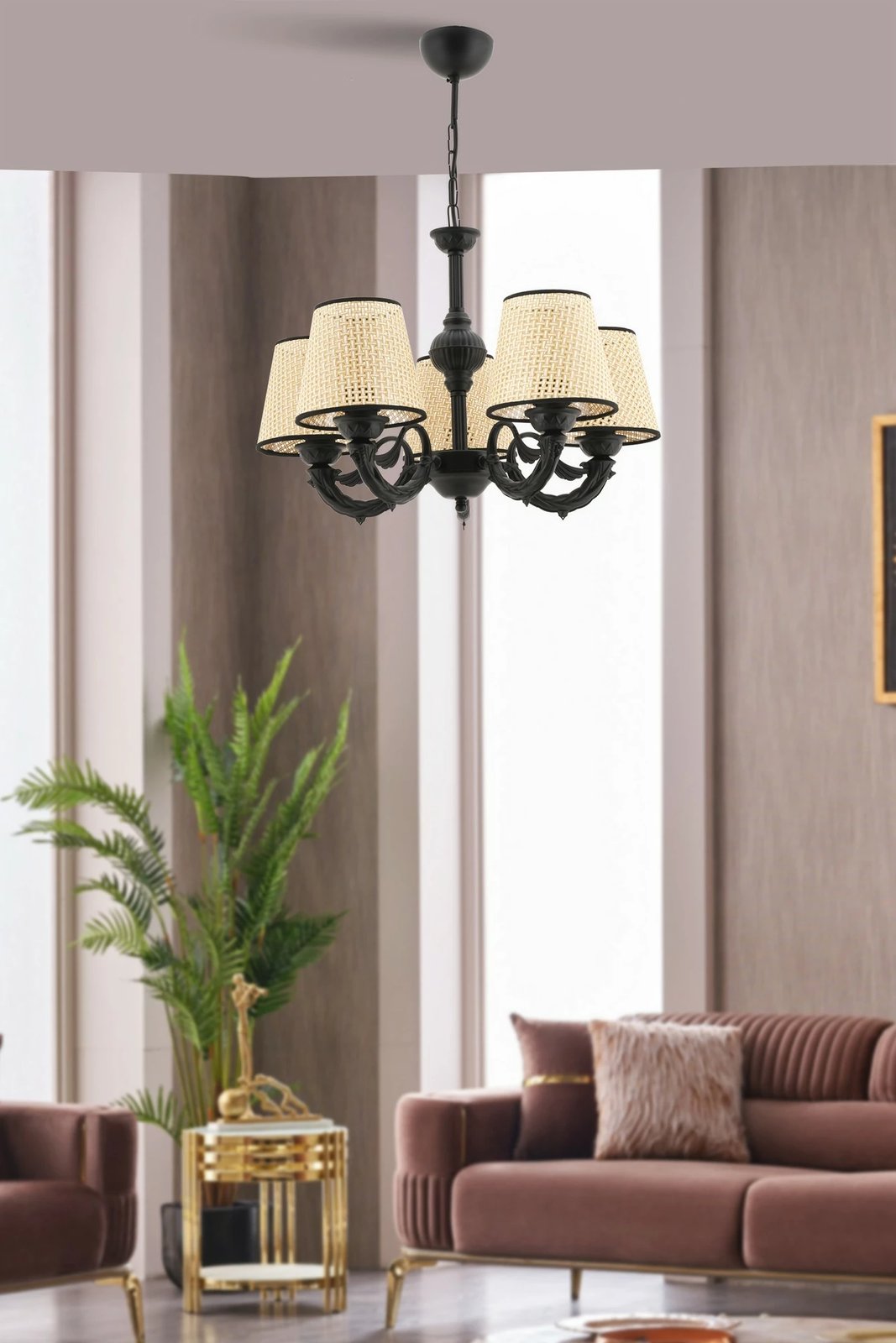 Llambadar Opviq Fiona, korale, ngjyrë e zezë dhe krem