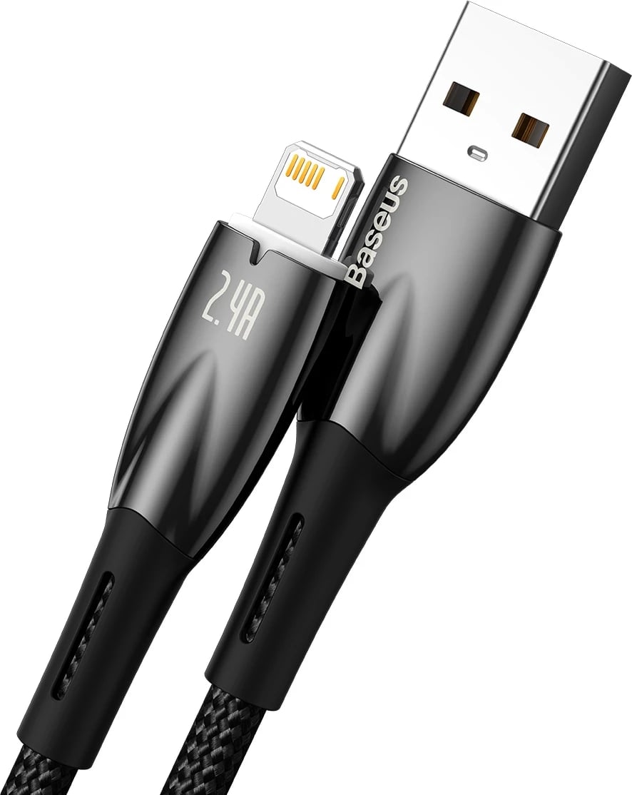 Kabllo Baseus Glimmer Series USB-A në Lightning, 2m, 2.4A, e zezë