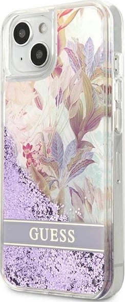 Mbështjellës Guess GUHCP13SLFLSU për iPhone 13 mini 5.4", Flower Liquid Glitter, vjollcë