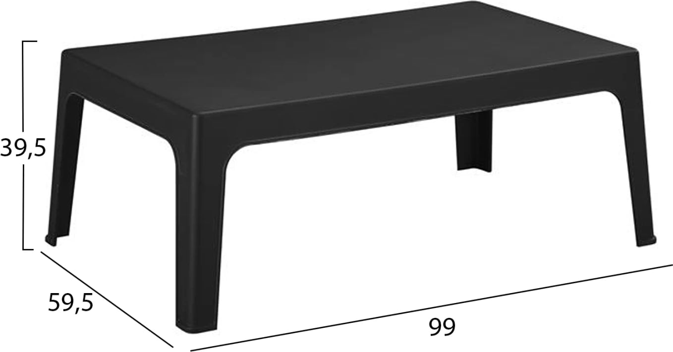 Tavolinë e ulët drejtkëndëshe, polipropilenë e zezë, SLEEK FH6367.02, 99x59.5x39.5cm
