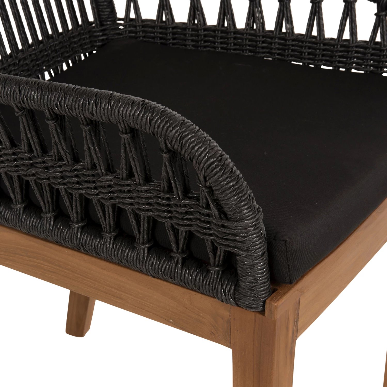 Karrige me krahë Stardom, dru teak, ngjyrë mjaltë, litar i zi, FH9760.03, 57x65x83cm