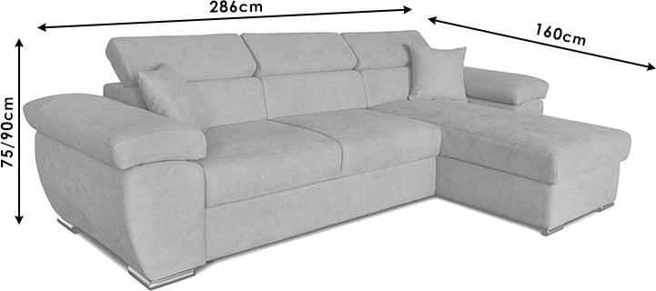 Divan qoshe me shtrat, i kthyeshëm, ngjyrë bezhë-kafe, Comy, 286x160x75-90cm