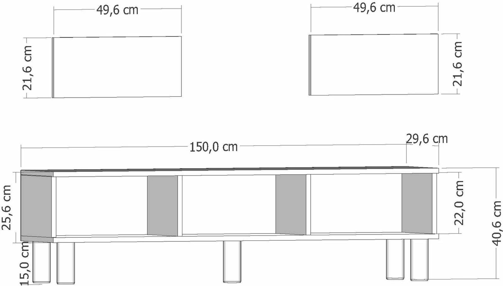 Komodë TV Skye Decor, ngjyrë lis safir dhe e bardhë