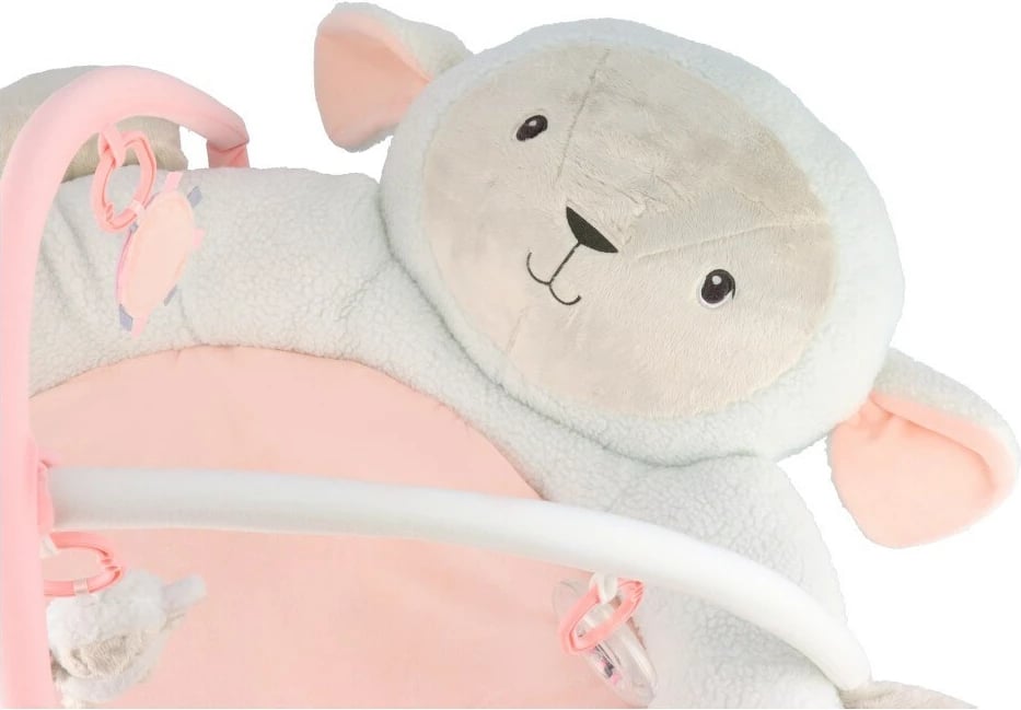 Batanije loje plushe me trapez për bebe, NEW BABY, Sheep, 80 cm jashtë/55 cm brenda, lartësi 53 cm, e bardhë-rozë