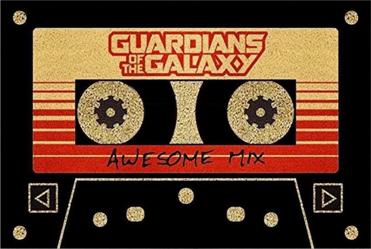 Shilte hyrëse PVC, dizajn kasete 'Guardians of the Galaxy', shumëngjyrëshe, 40x60cm