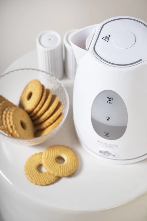 zierës uji elektrik plastik, Adler AD 1207, 1.5 L, 1850-2200 W, i bardhë