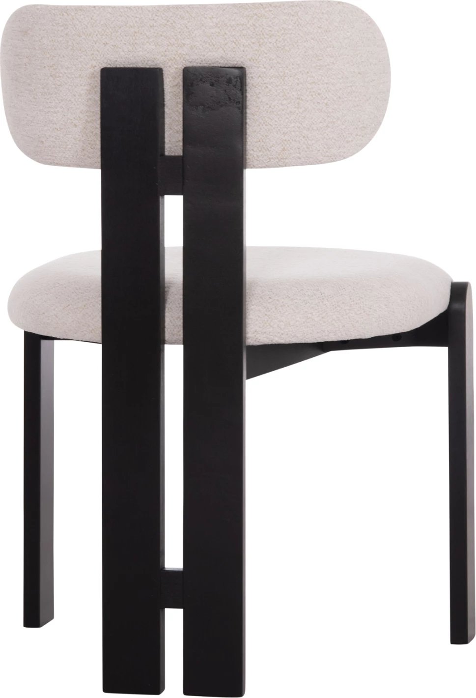 Karrige ngrënieje KARVO, stof ngjyrë krem e bardhë, dru i zi, 57x50x78.5cm, set prej 2 copë