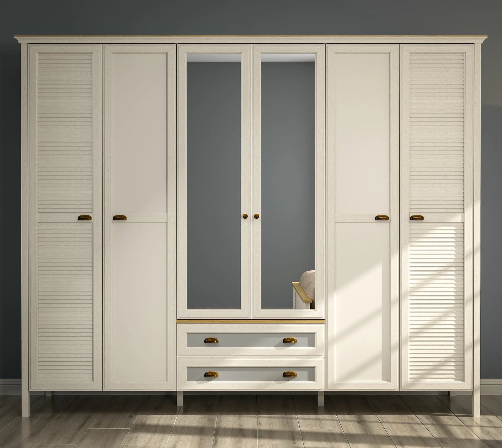 Dollap rrobash Skye Decor, krem, lis, gri, FRN-21007