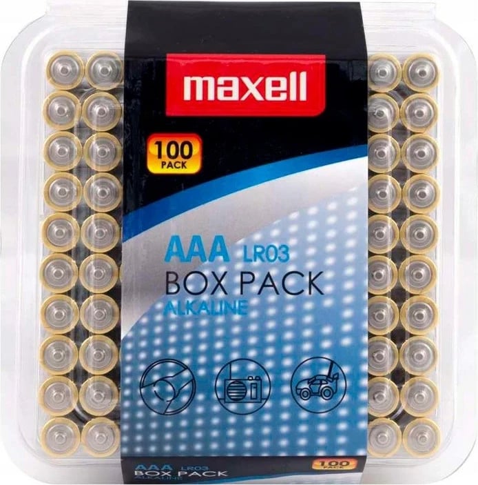 Bateri alkaline Maxell LR03 AAA, 1.5V, 100 copë, Blu