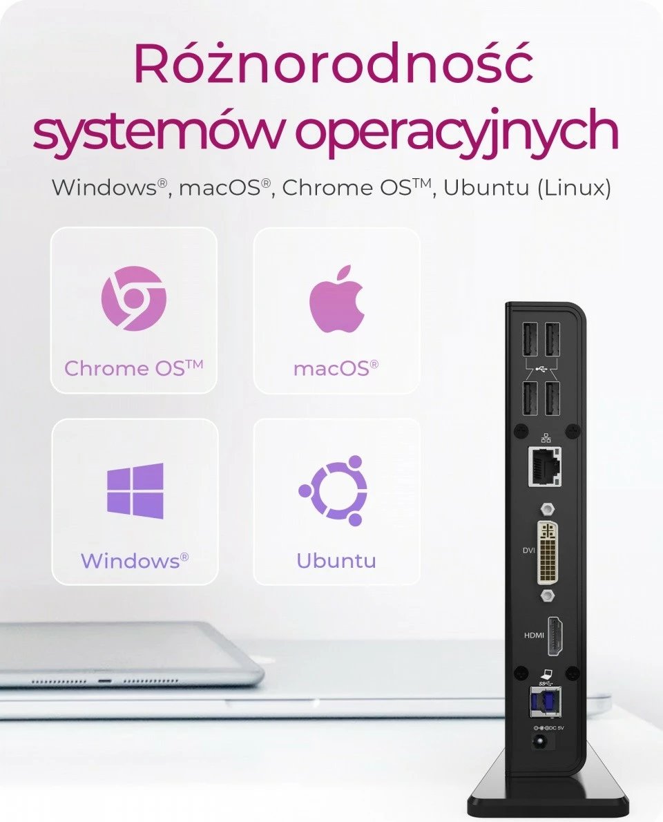 Kasë docking IcyBox IB-DK2241AC, USB, HDMI, LAN, DVI-I, e zezë