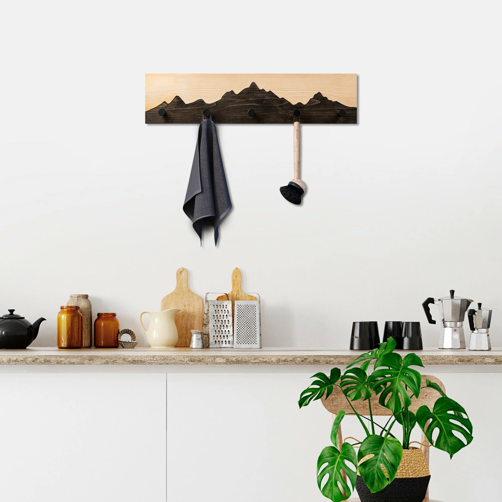 Varëse muri prej druri Wallity, Mountain 3, natyrale/zezë