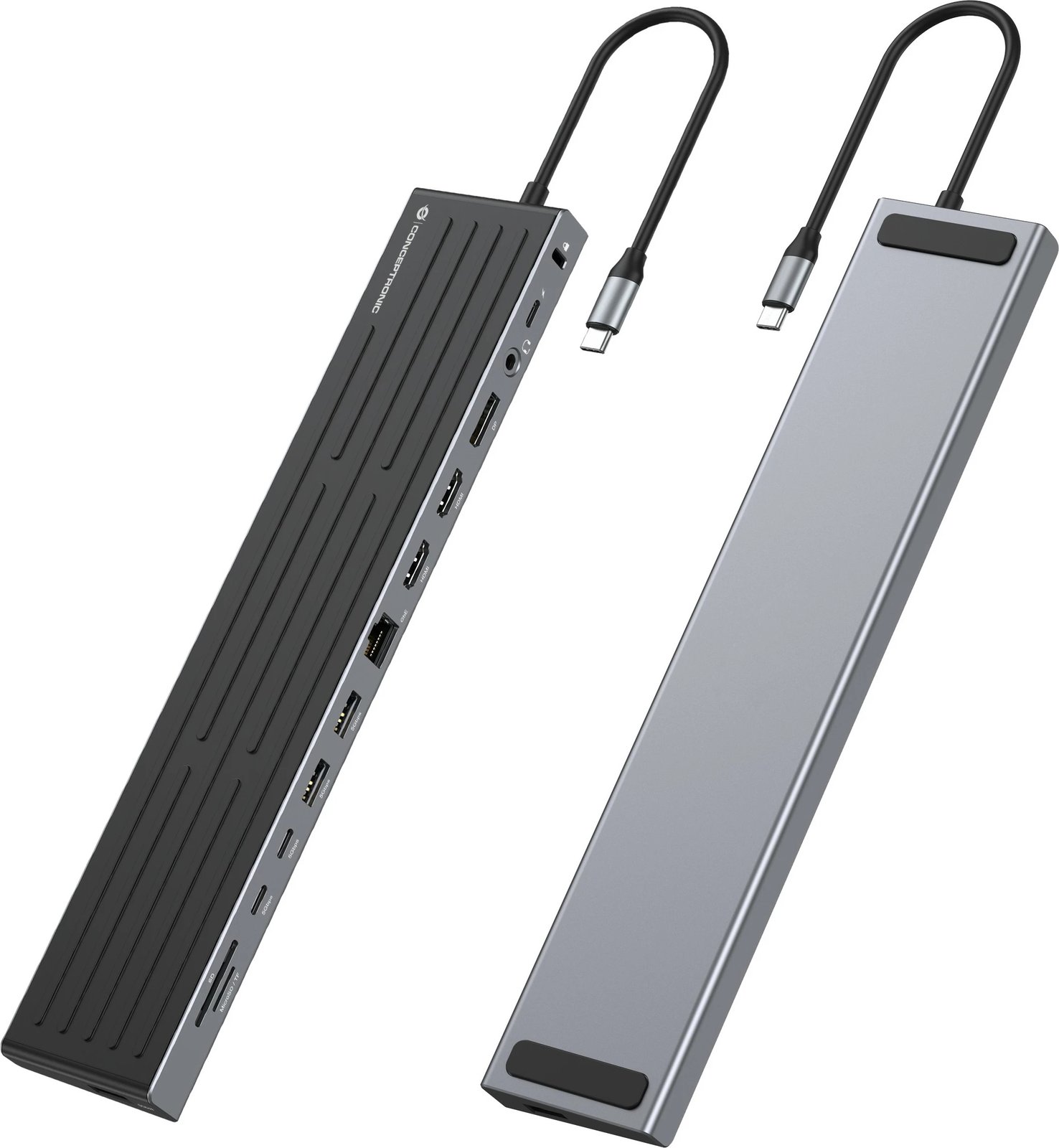 Dock Conceptronic 14-1 USB-C, 2xHDMI, DP, 2xUSB-C, 18cm, zi