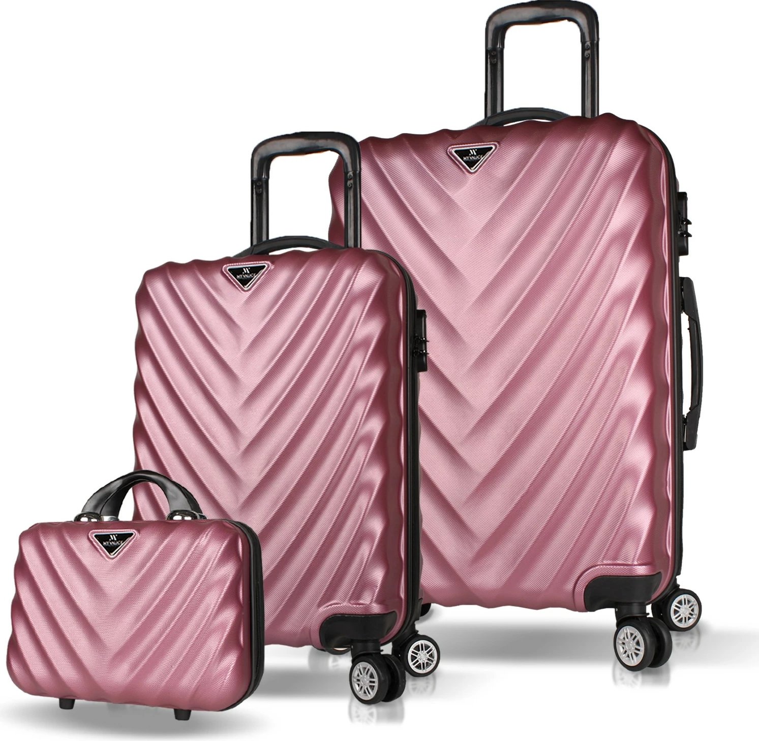 Set valixhesh (3 copë), ngjyrë rozë gold, Zoozie Bags, 7484