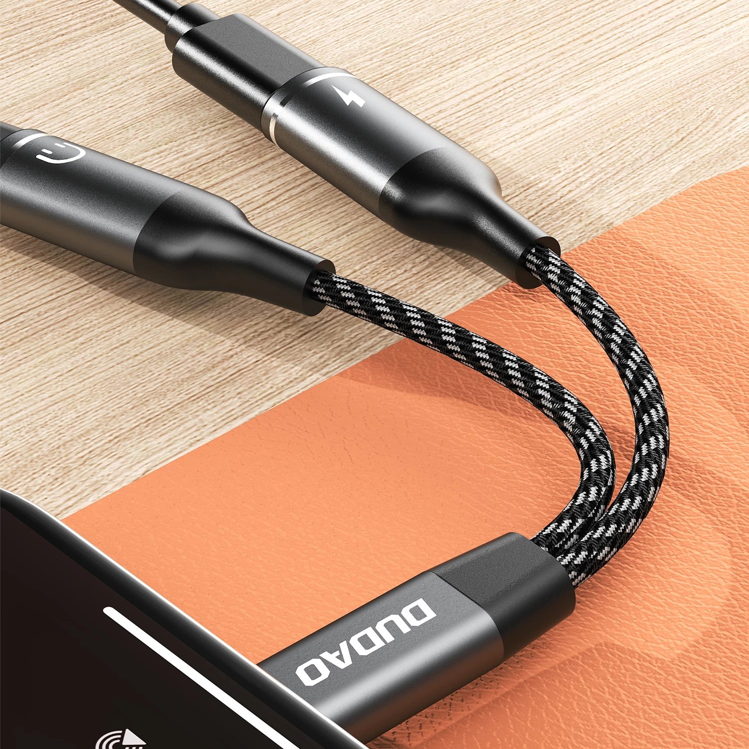 Adapter USB-C Dudao L13C+ 2-në-1, 1.2m, Gri