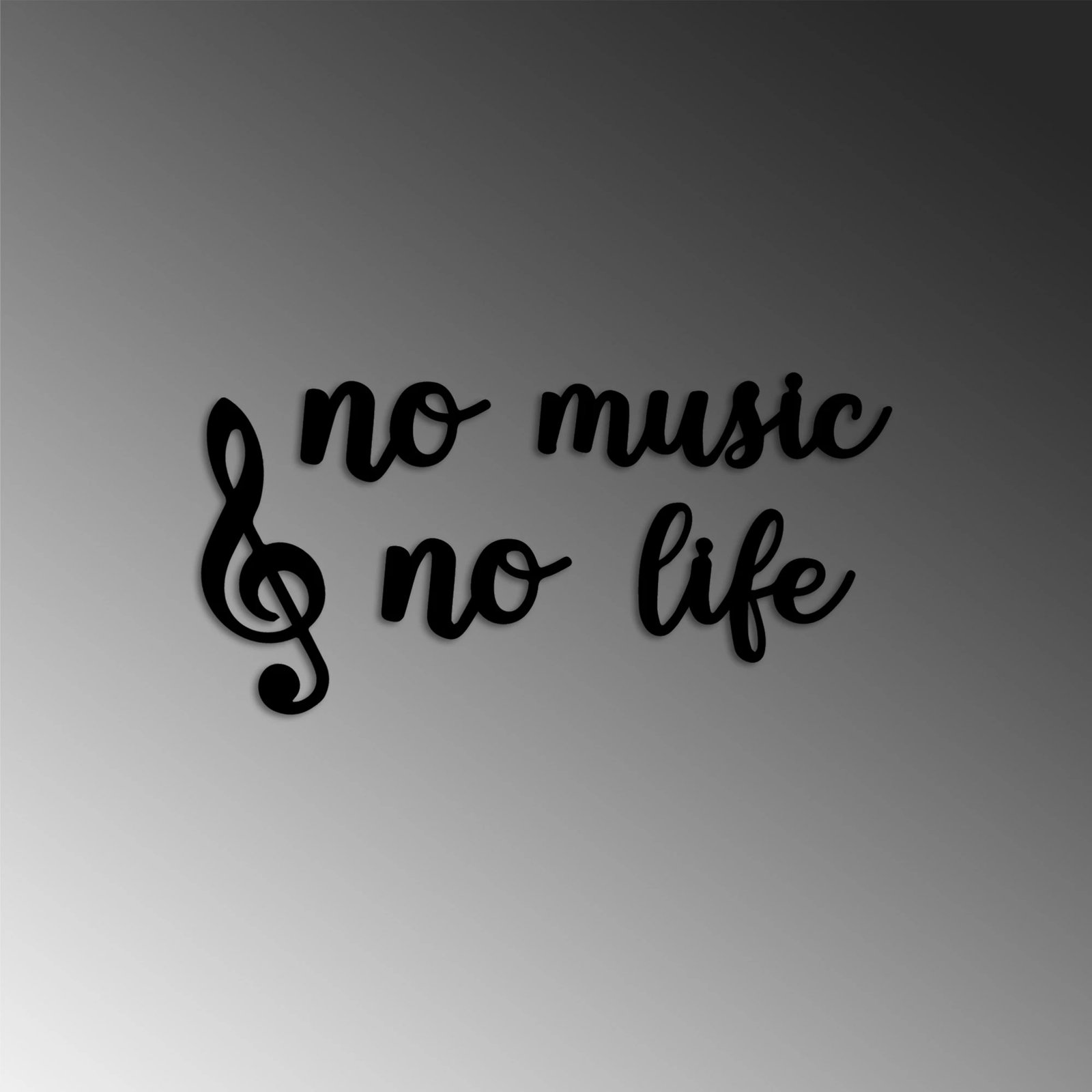 Aksesor dekorativ metalik për mur, Wallity, No Music No Life, ngjyrë e zezë, set me disa pjesë