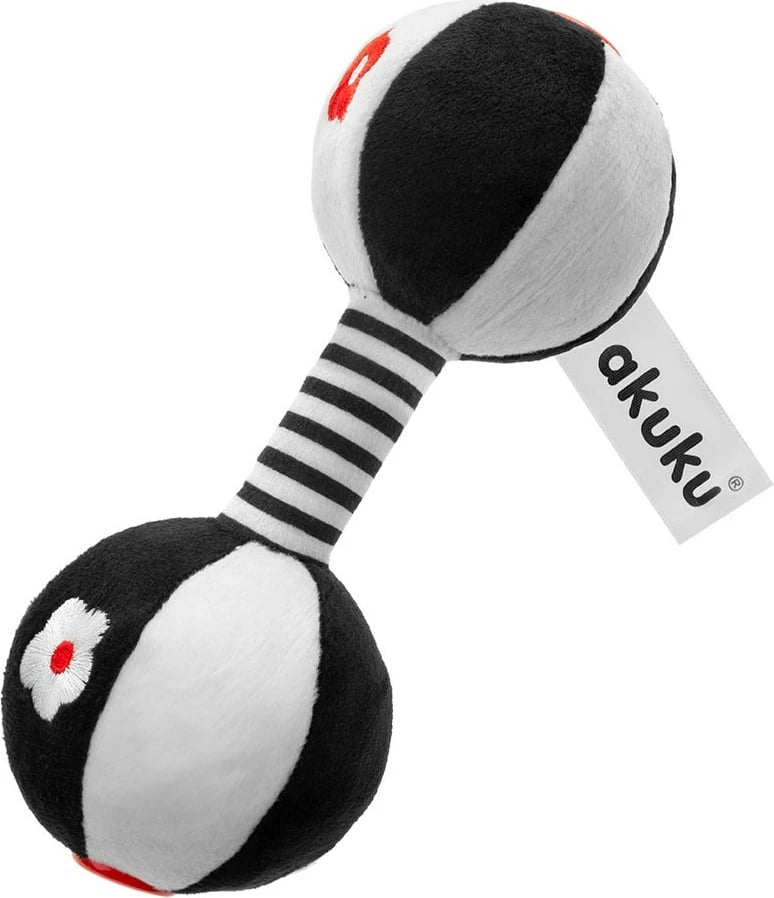 lodër sensorike kontrasti për foshnje Akuku Chinka, pelush me zile, 16 x 7 cm, shumëngjyrëshe