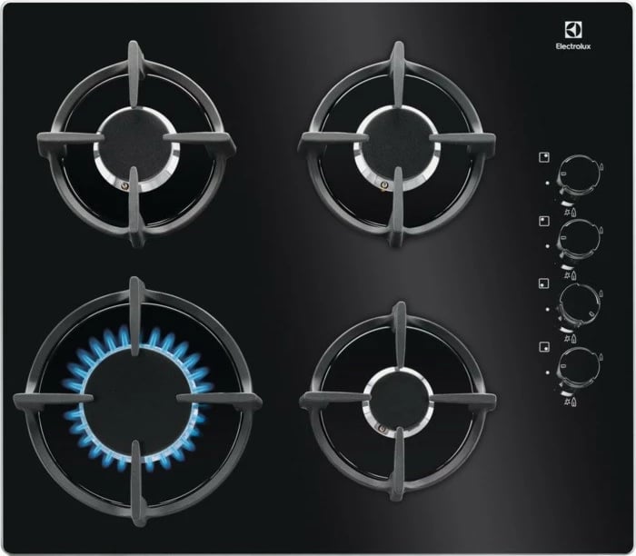 Pllakë gazi Electrolux EGG6407K, 4 zona, xham, e zezë