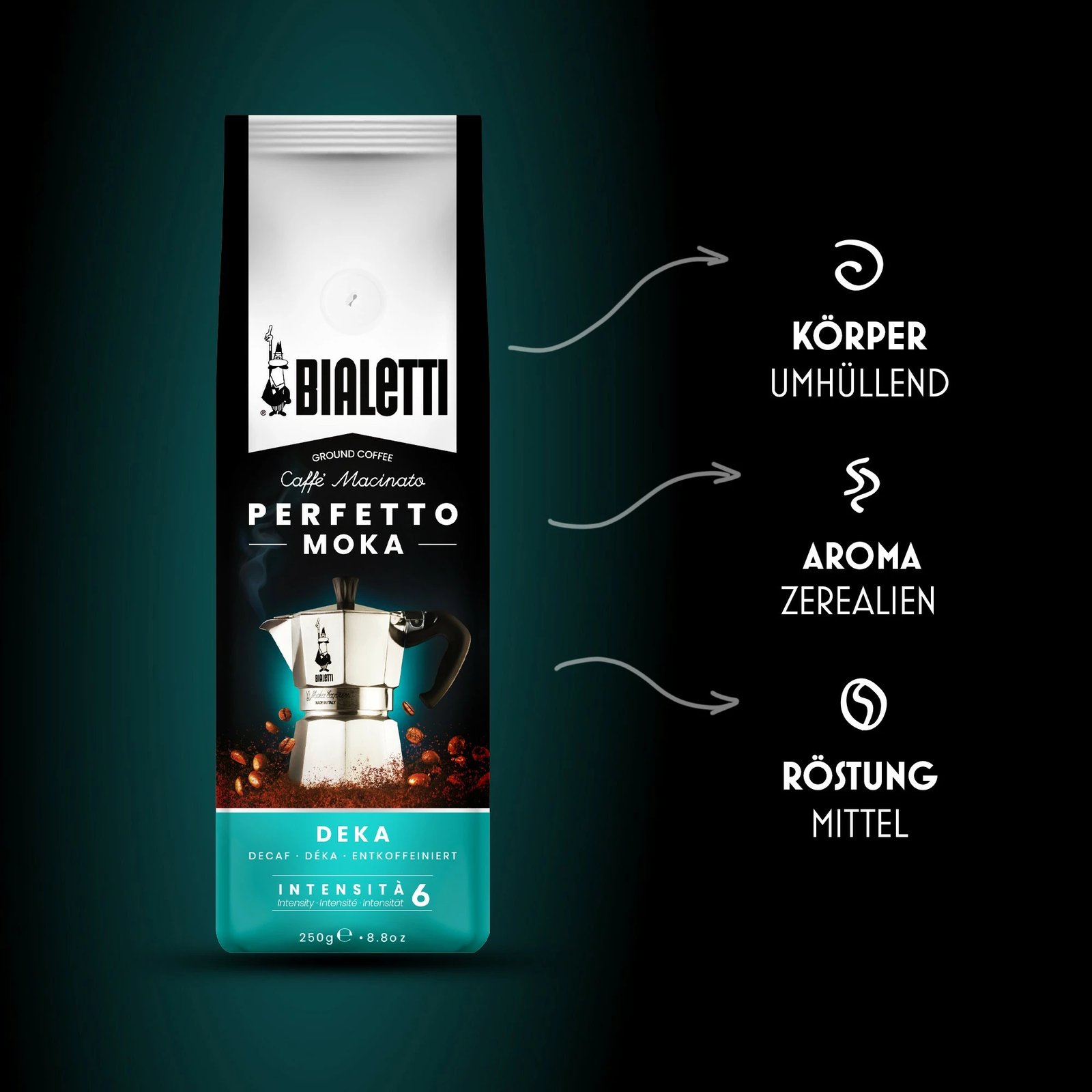 Kafe e bluar Bialetti Perfetto Moka Deka 250g pa kafeinë