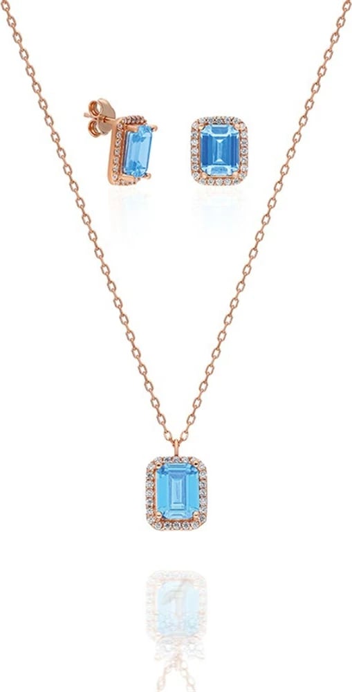 Set varëse dhe vathë argjendi Jumeon, TRDYL409, ngjyrë rozë ari, kaltër, e bardhë