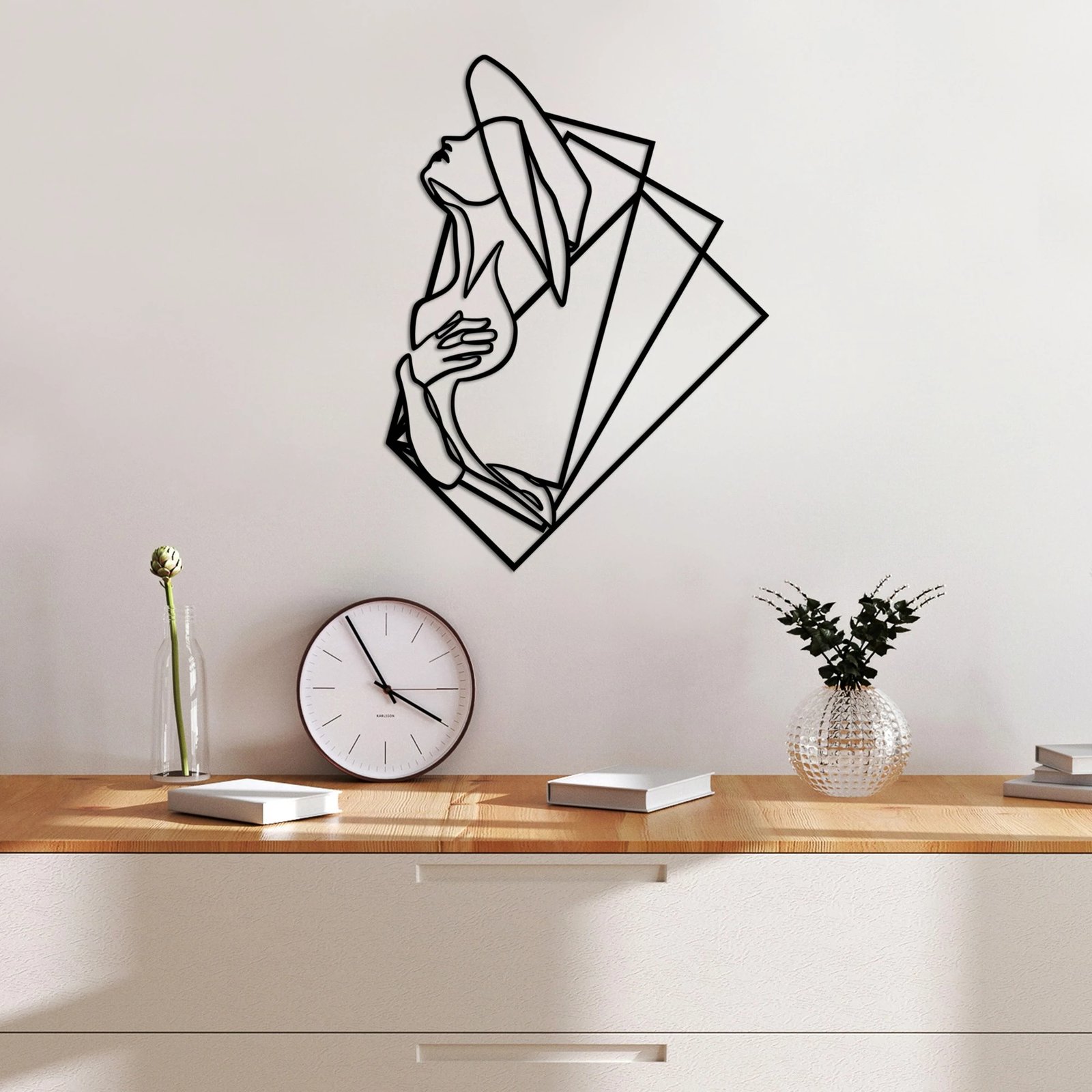 Aksesor dekorativ metalik për mur, Wallity, grua 1 - M