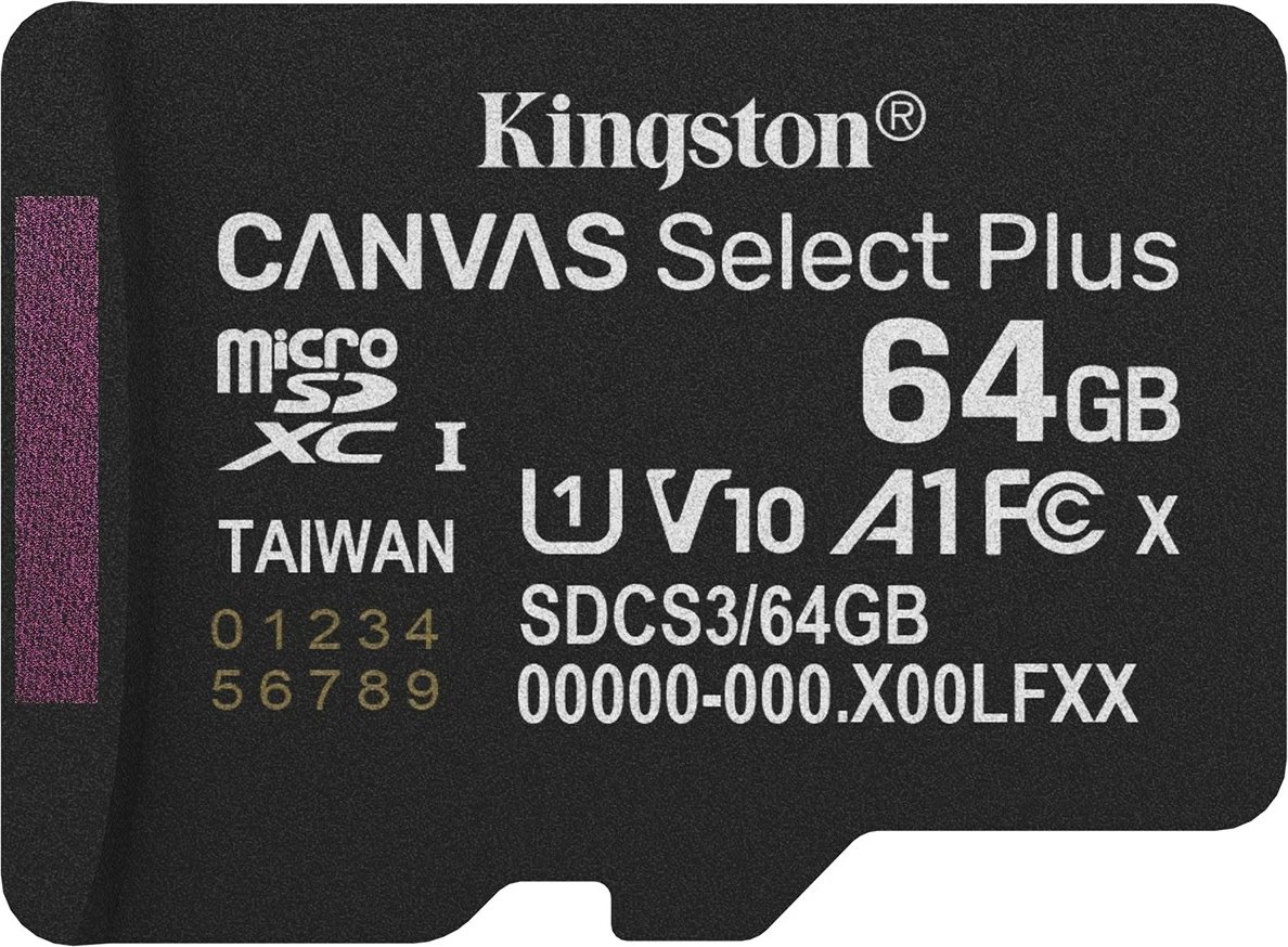 Kartë memorie Kingston Canvas Select Plus Gen3, 64GB, microSDXC, e zezë