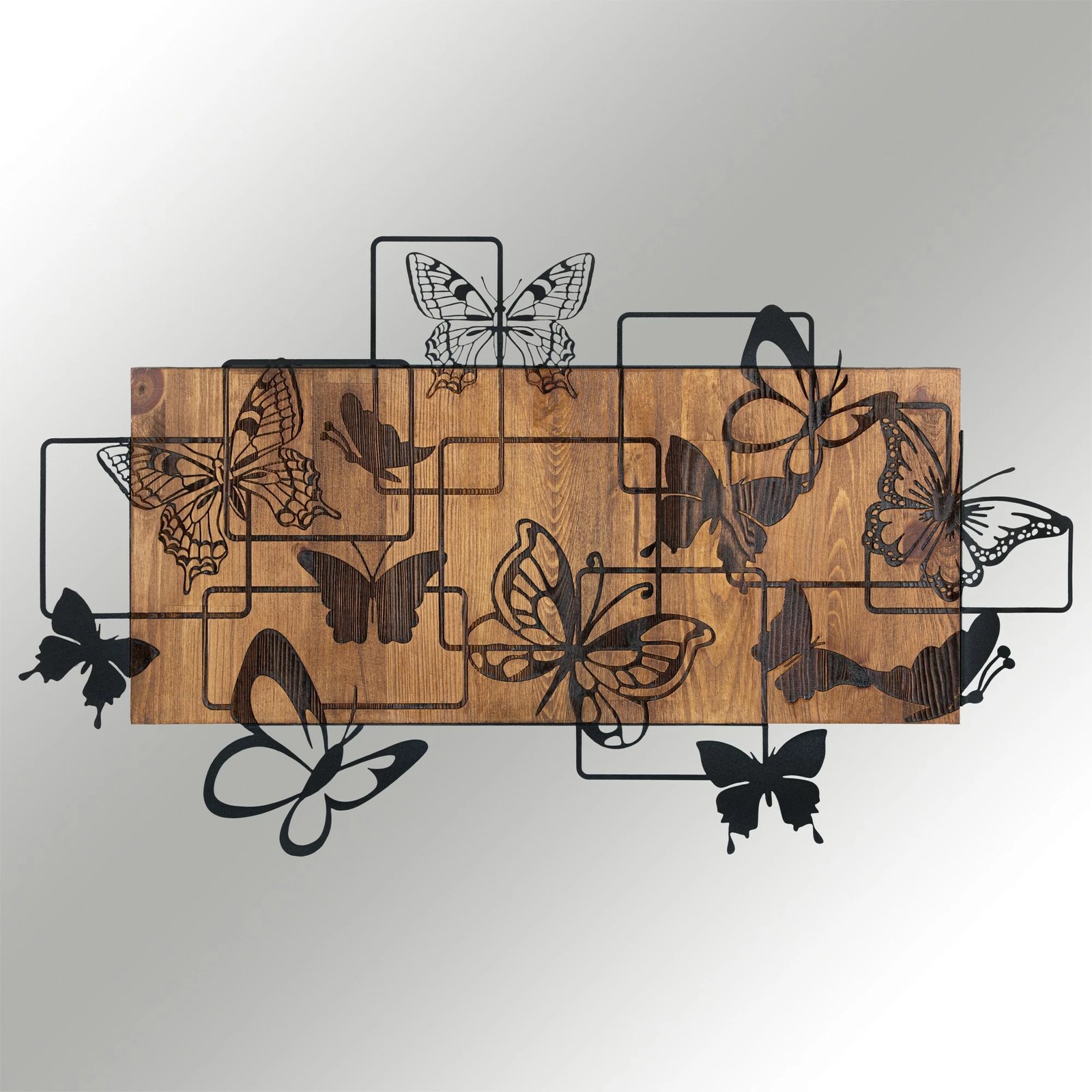 Aksesore dekorativ prej druri për mur, Wallity, Legendary, ngjyrë e zezë dhe arre, 73x42.5cm