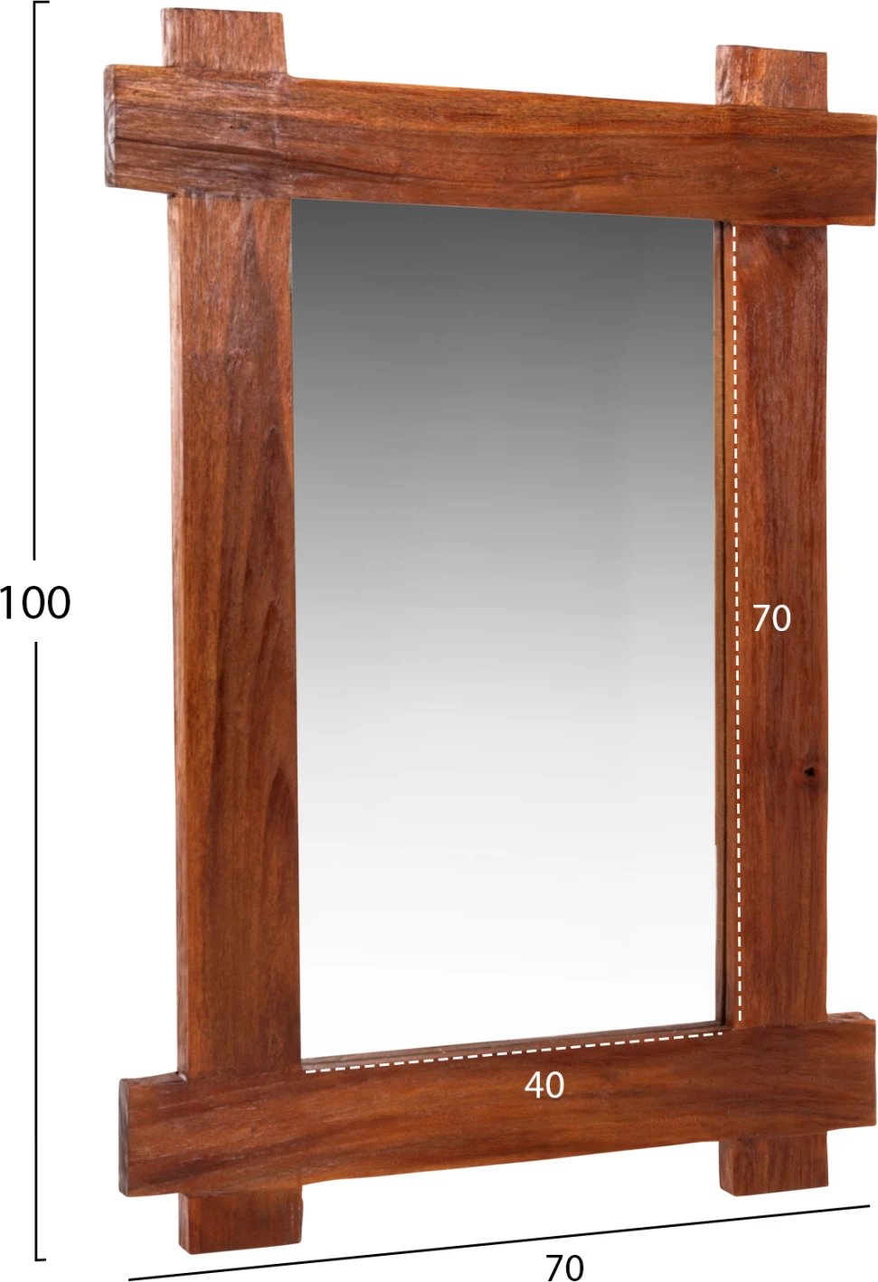 Pasqyrë muri, FH4303, dru TEAK i ricikluar, ngjyrë natyrale, 70x100H cm