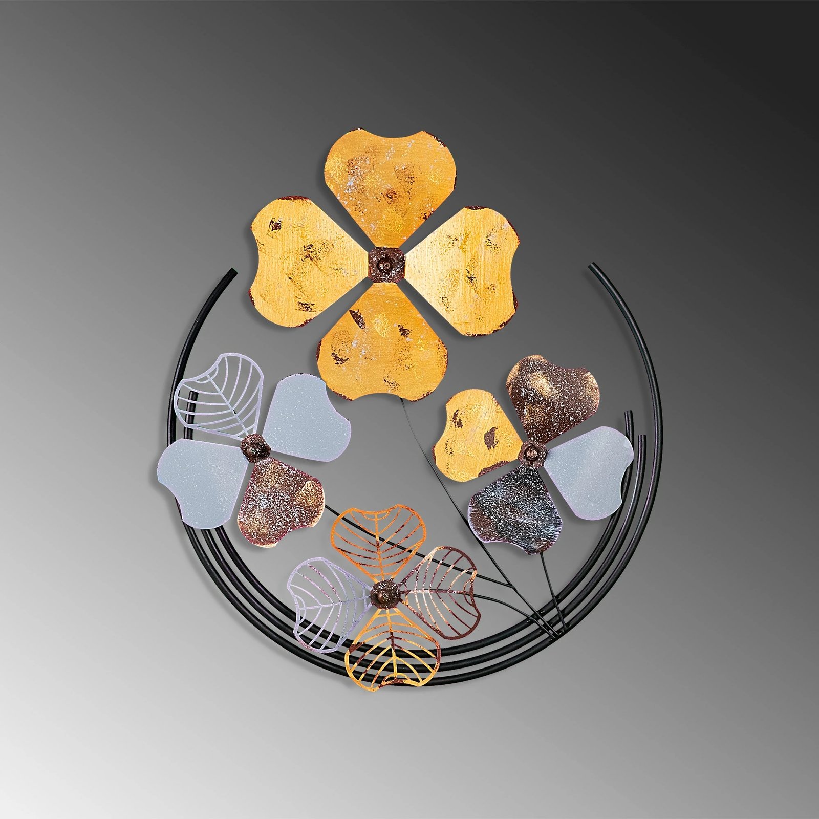 Aksesor dekorativ metalik për mur, Wallity Shihezi 2, shumëngjyrësh, 50x50x4cm