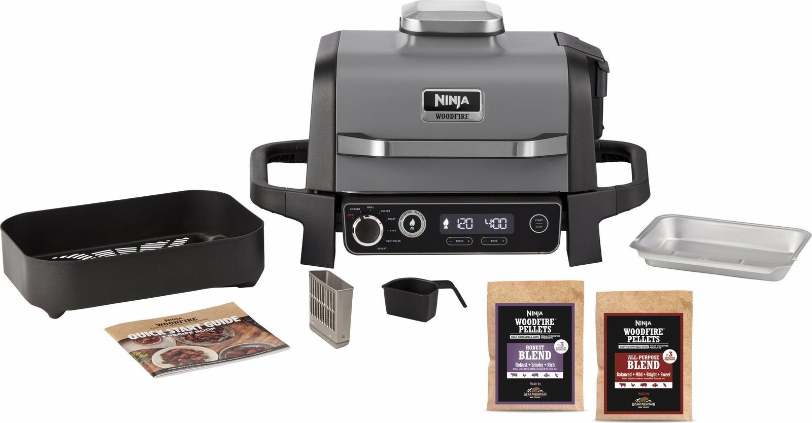 Grill Ninja Woodfire, Metal, 1 zonë, 260°C, i zi