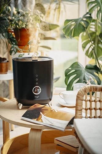 Lagështues ultrasonik, Adler, AD 7972, depozitë 4L, kapacitet 150-300 ml/orë, zonë deri 35 m2, ekran LED me touch, timer, aromaterapi, i zi