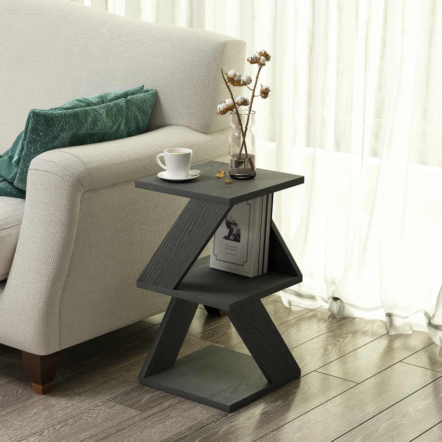 Tavolinë anësore Hanah Home, ngjyrë dru e zezë, Albeni