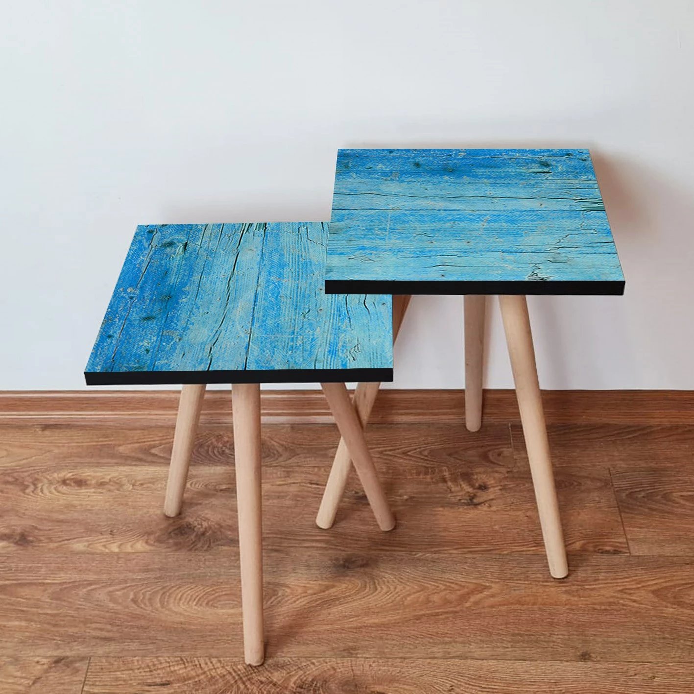 Set tavolinash të mbivendosshme, ngjyrë e kaltër, Skye Decor, 2 copë, 2Shp129