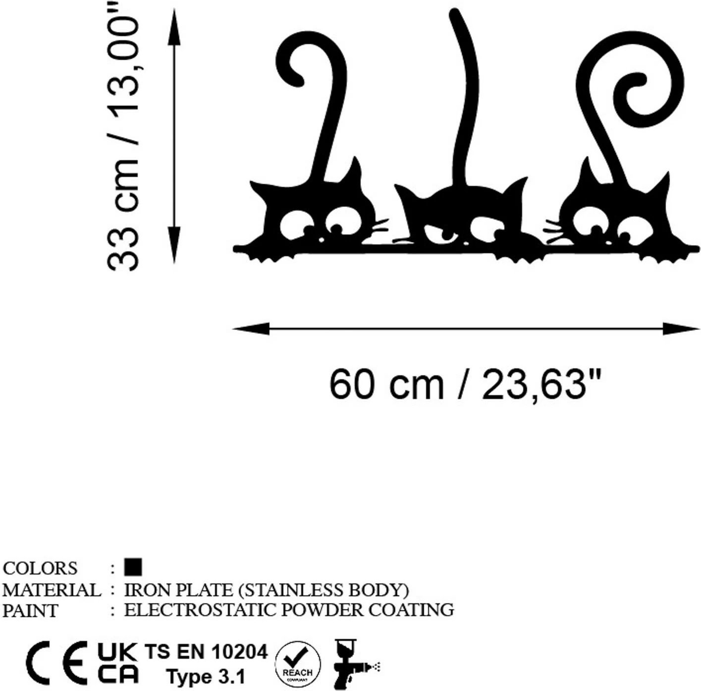 Aksesor dekorativ metalik për mur, mace, Wallity, Cat 5