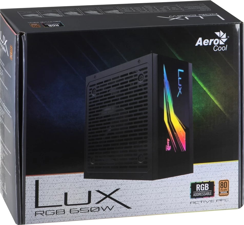 Furnizues Energjie Aerocool LUX RGB 650M, 650 W, i zi