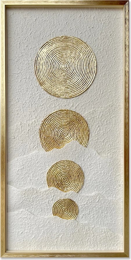 Pikturë dekorative Pure Bliss, letër, xham, ngjyrë ari dhe e bardhë, 50x100x3 cm