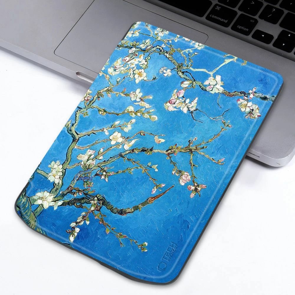 Mbështjellës Tech-Protect SmartCase për PocketBook Verse / Verse Pro, me lule Sakura, Kaltër