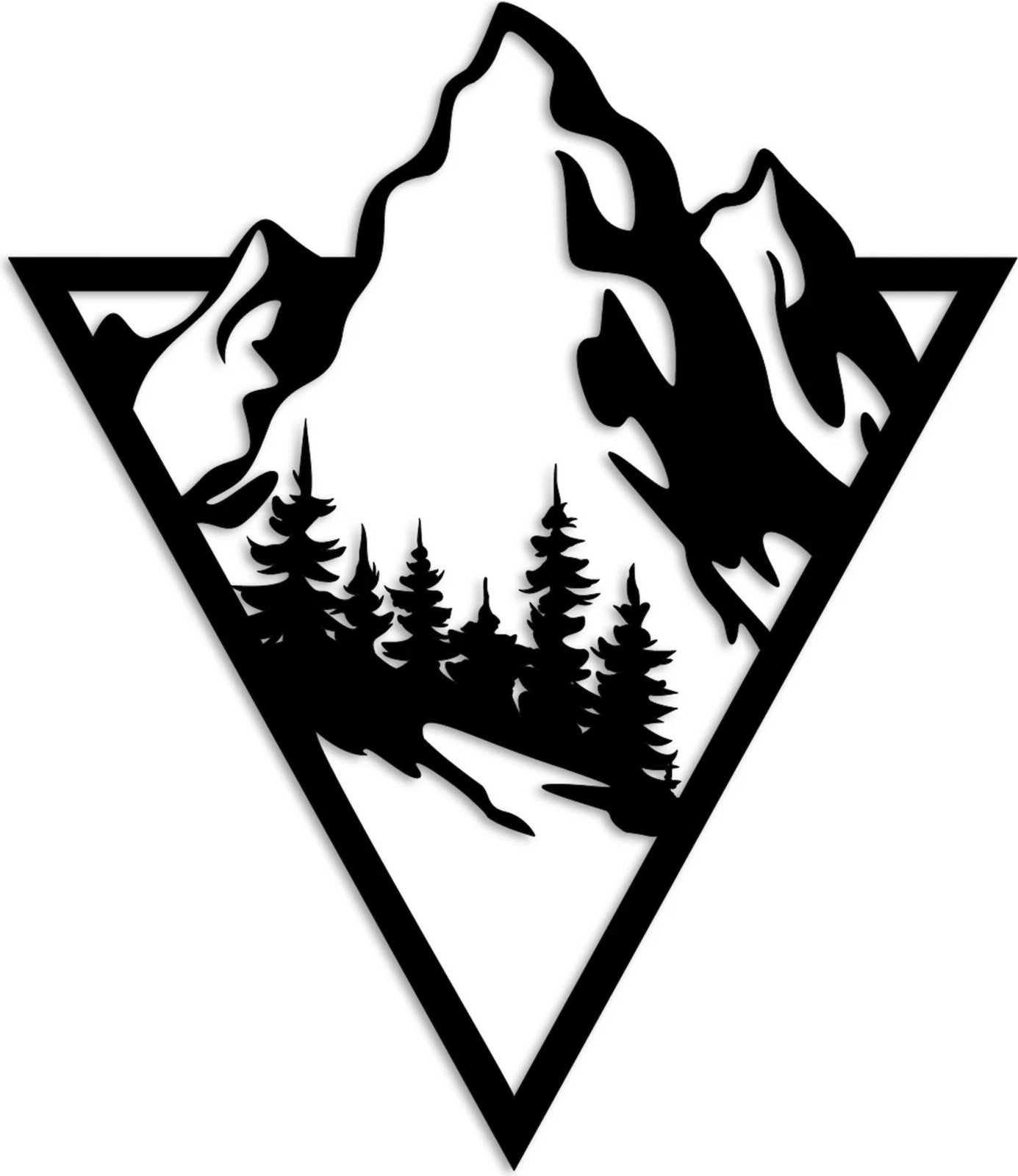 Aksesor dekorativ metalik për mur, Wallity, Montain 2, ngjyrë e zezë, 53x46cm