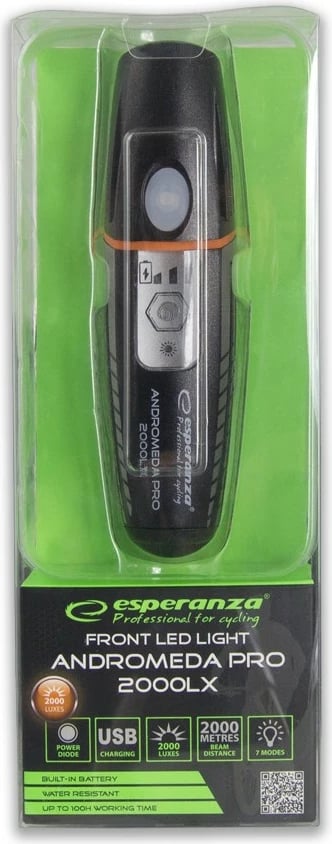 Dritë për biçikletë Esperanza Andromeda Pro 2000 LX, LED, 2200 mAh, e zezë